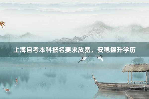 上海自考本科报名要求放宽，安稳擢升学历